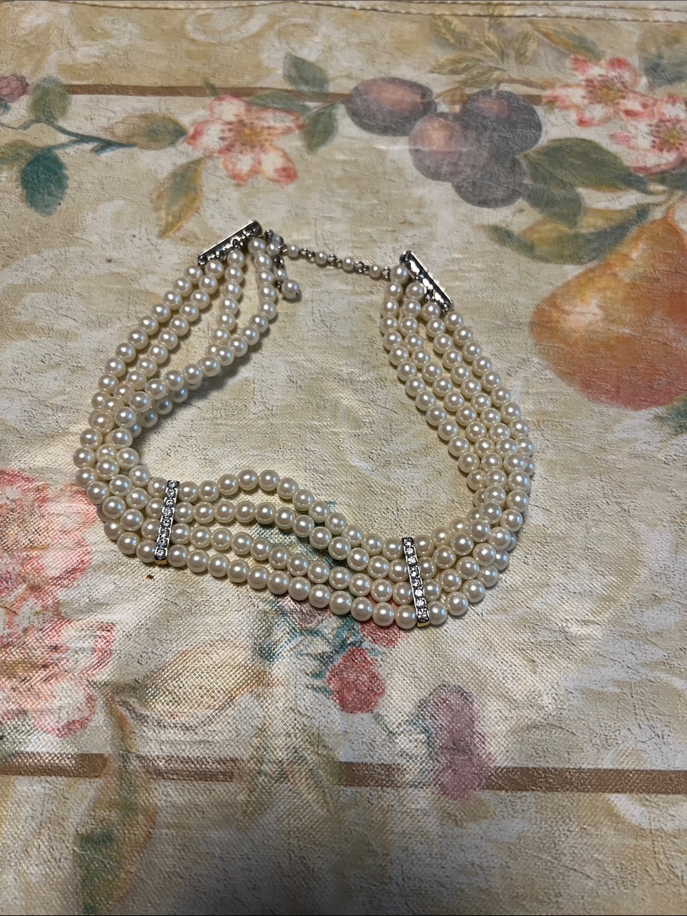 Classic Multi-Strand Pearl Choker Necklace - White Pearls